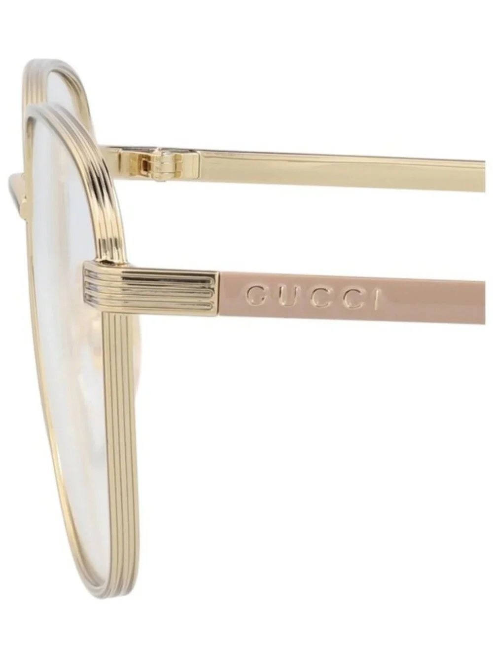 New Gucci Womens Square/Rectangle Gold Gold Transparent Fashion Designer Eyeglas